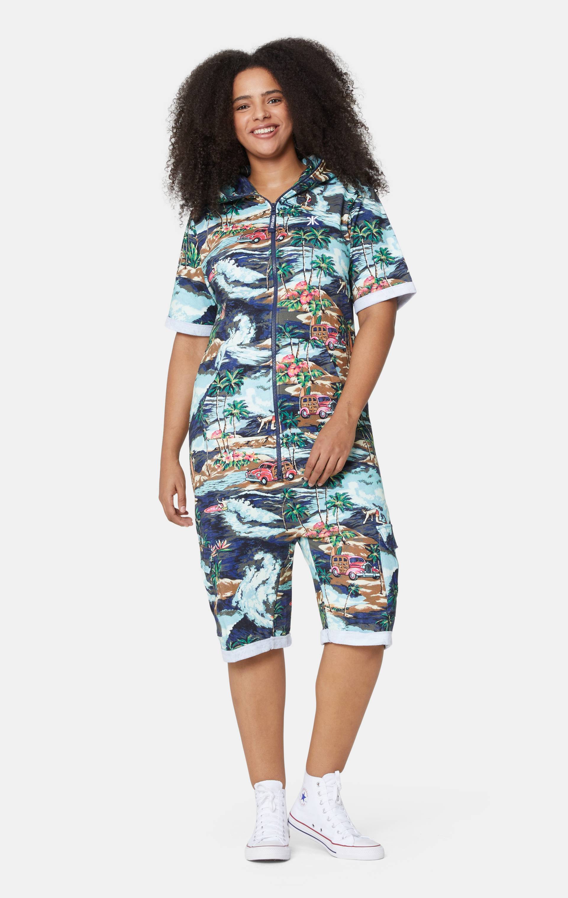 Onepiece The Vintage Hawaii Short Jumpsuit Blue Mix - 11