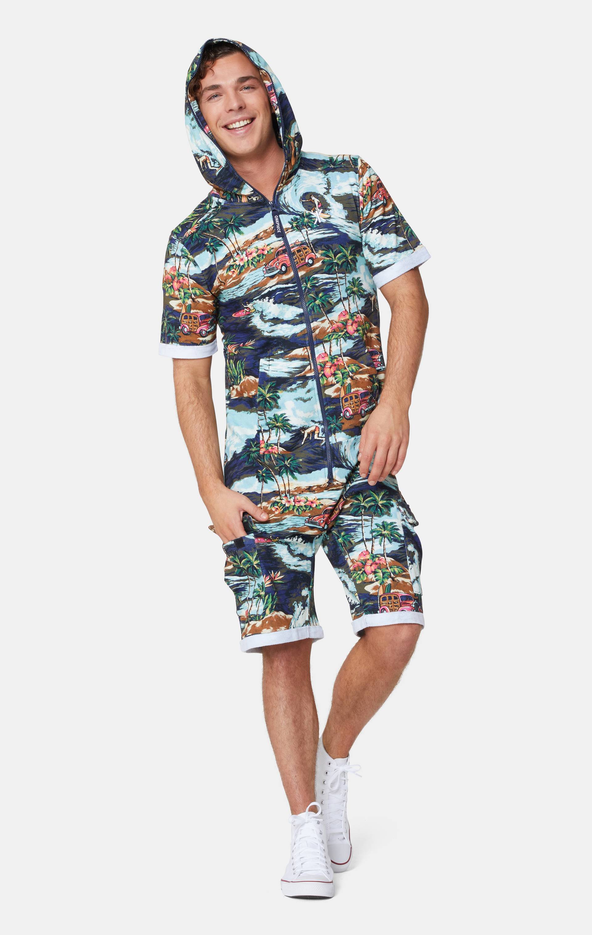 Onepiece The Vintage Hawaii Short Jumpsuit Blue Mix - 4
