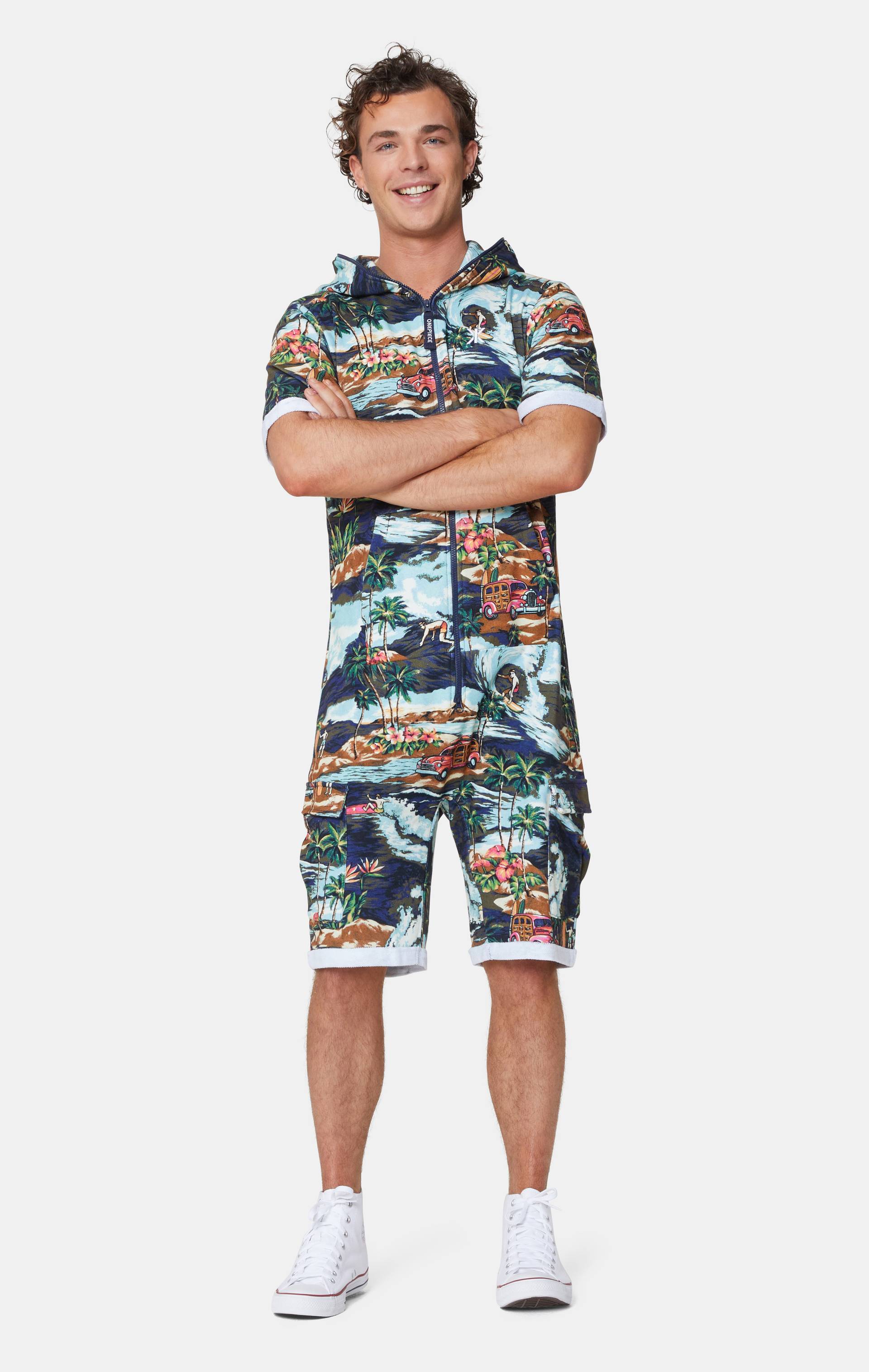 Onepiece The Vintage Hawaii Short Jumpsuit Blue Mix - 2