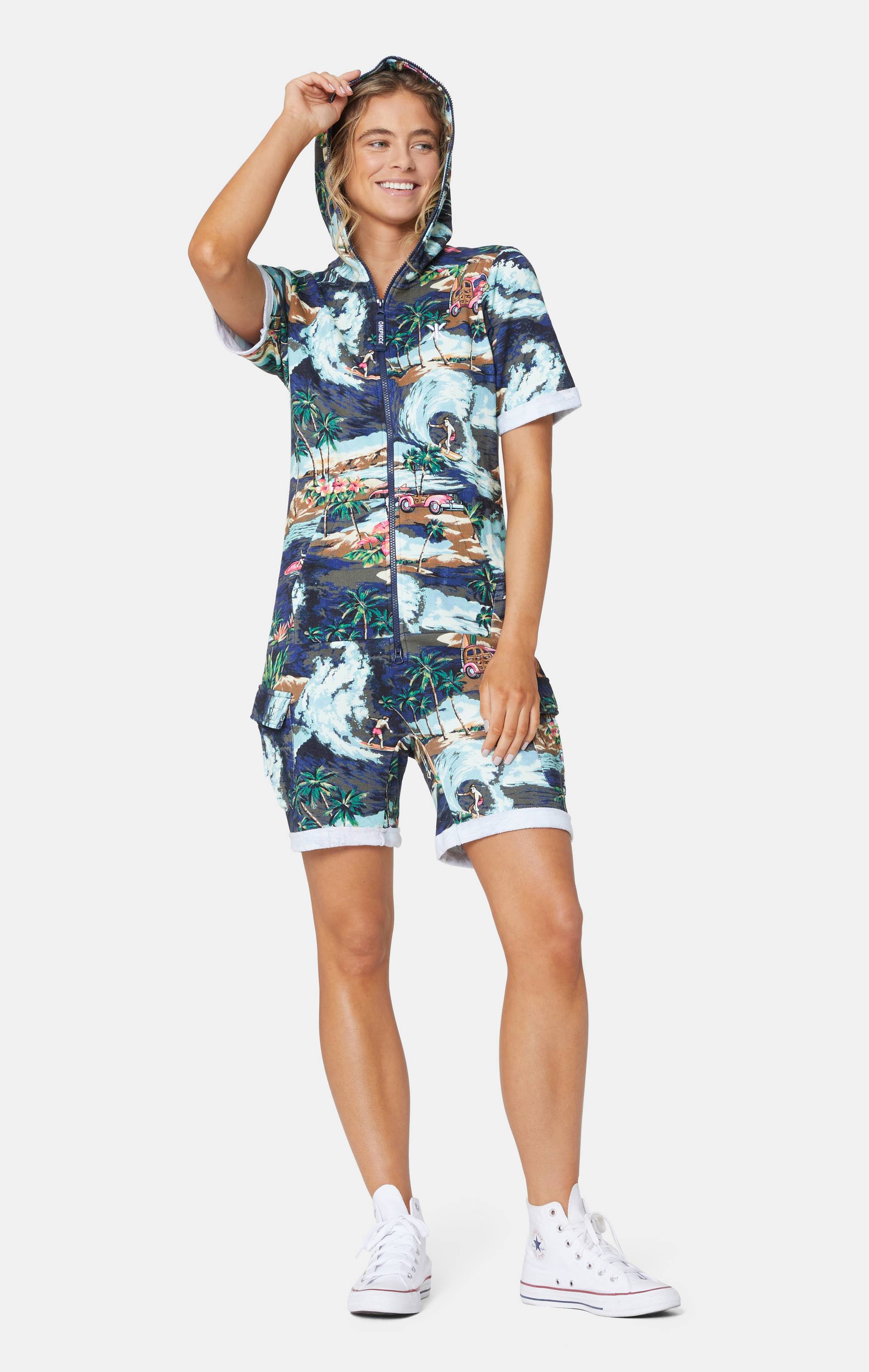 Onepiece The Vintage Hawaii Short Jumpsuit Blue Mix - 9