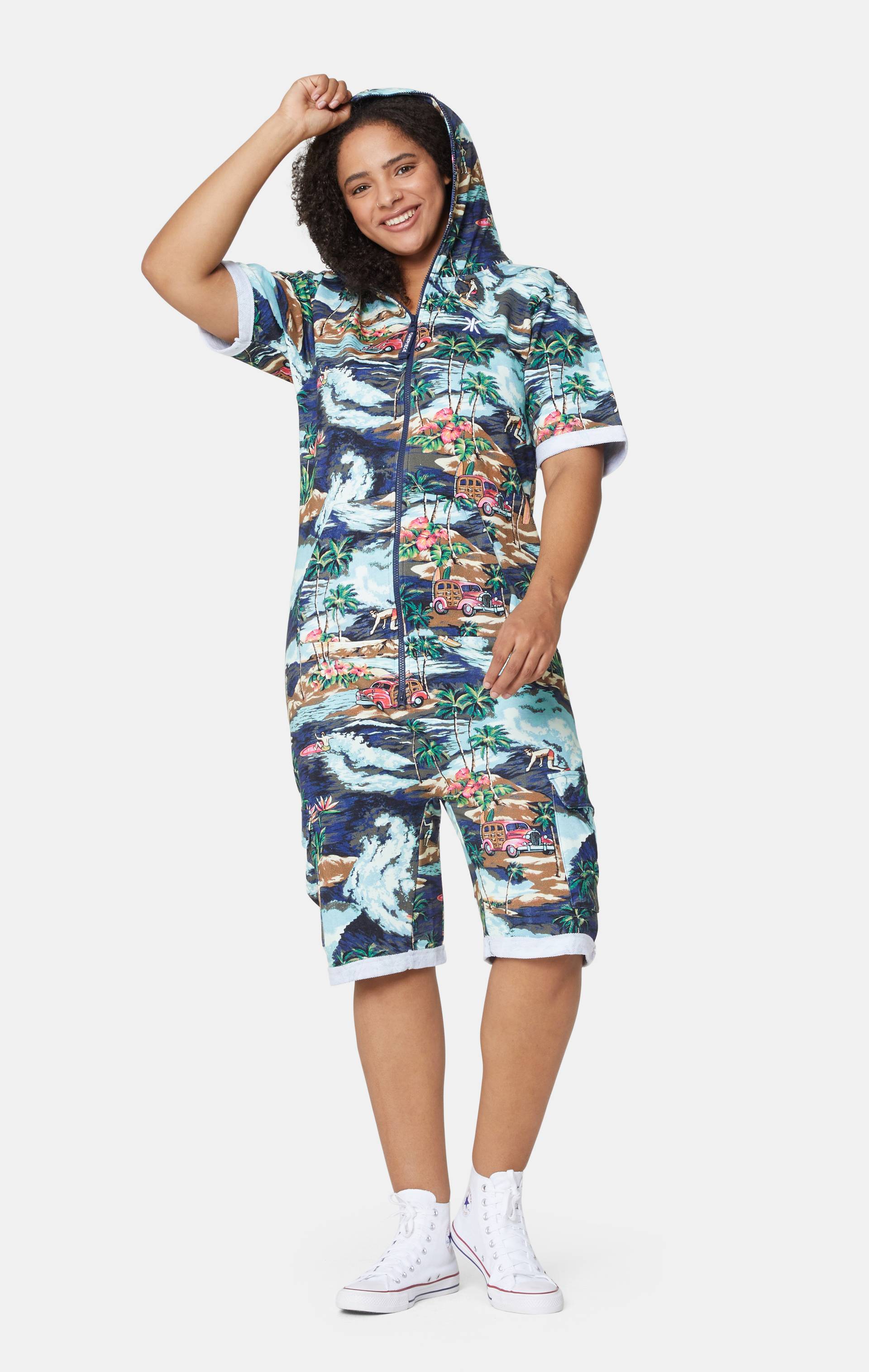 Onepiece The Vintage Hawaii Short Jumpsuit Blue Mix - 12