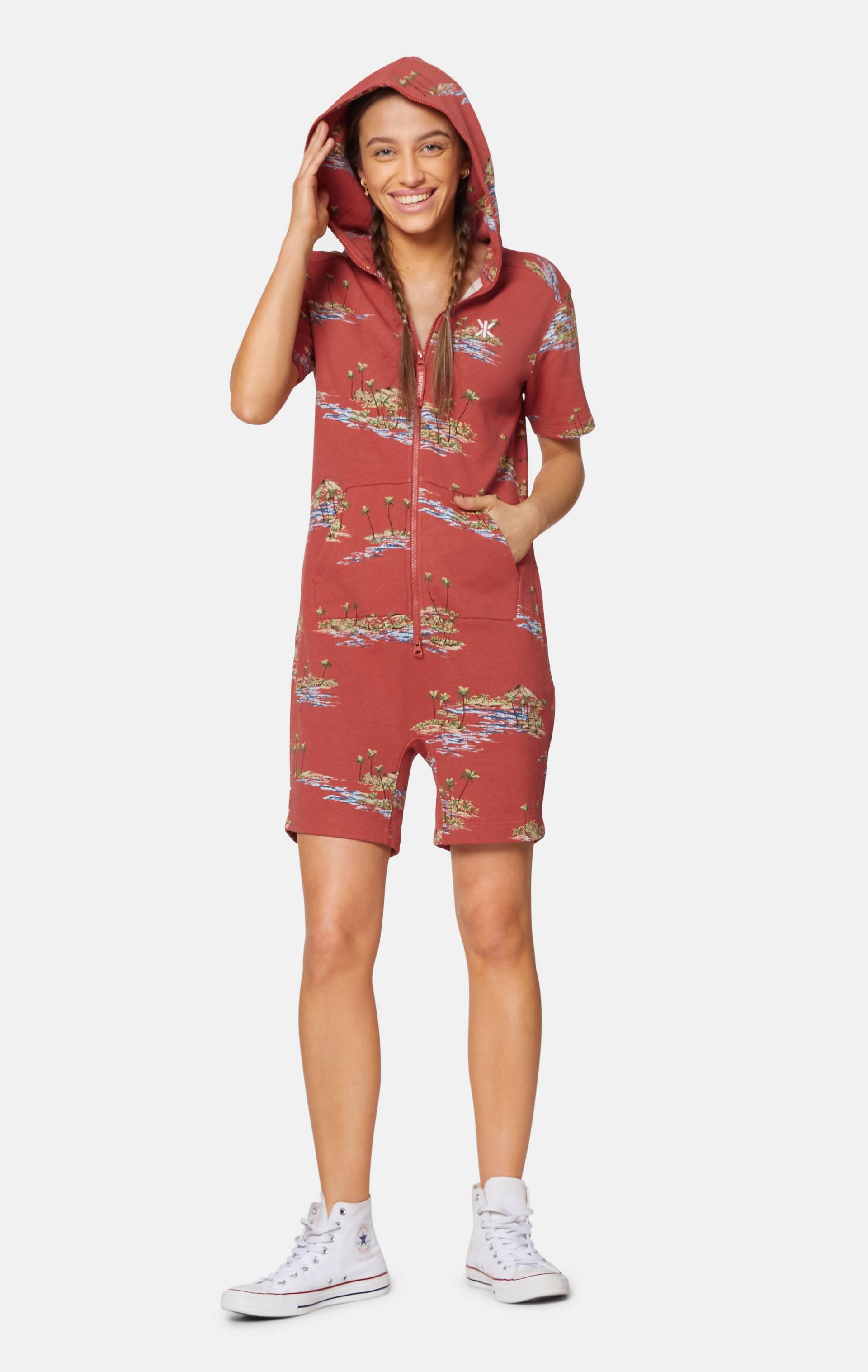 Onepiece Vintage Honolulu Short Jumpsuit Red - 14