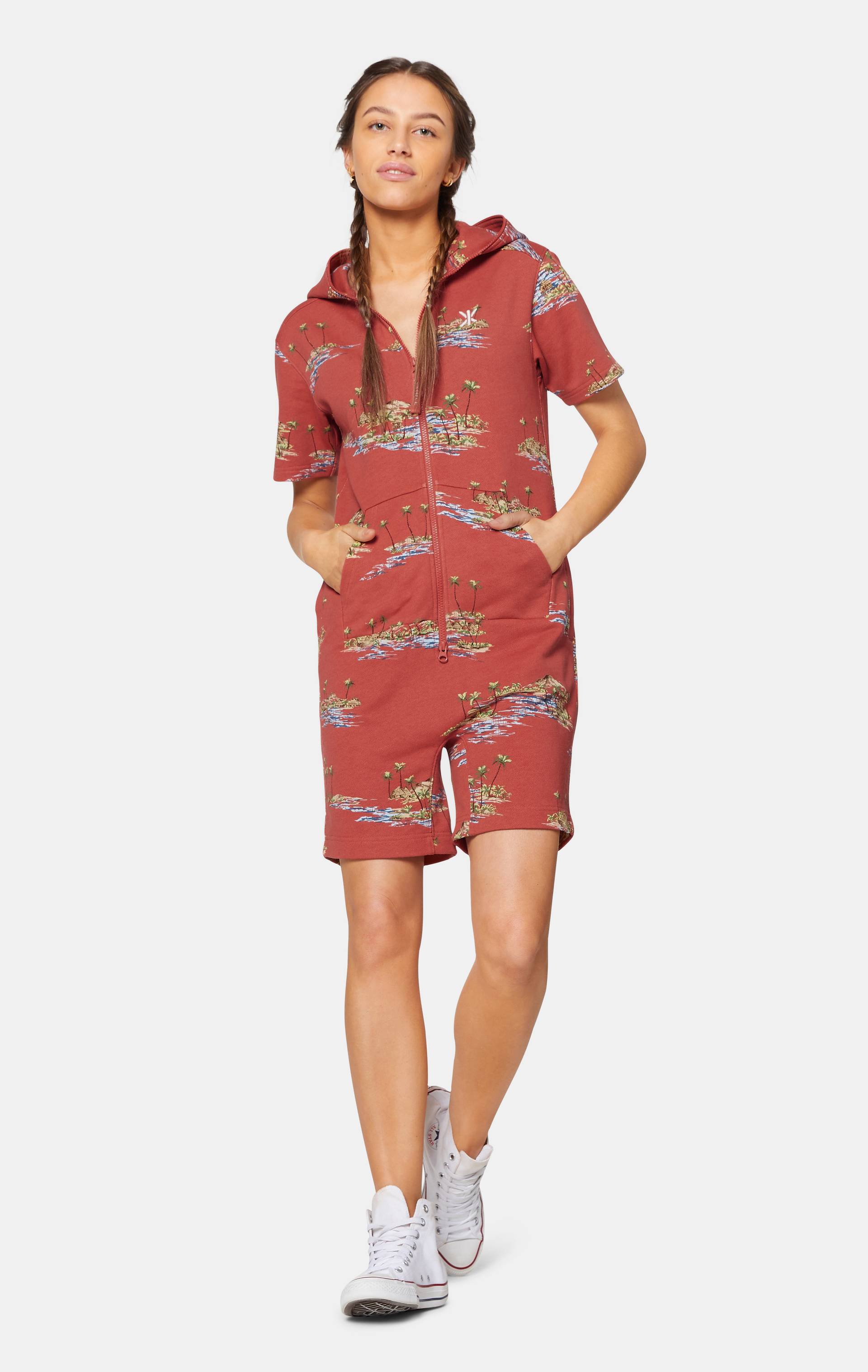 Onepiece Vintage Honolulu Short Jumpsuit Red - 10