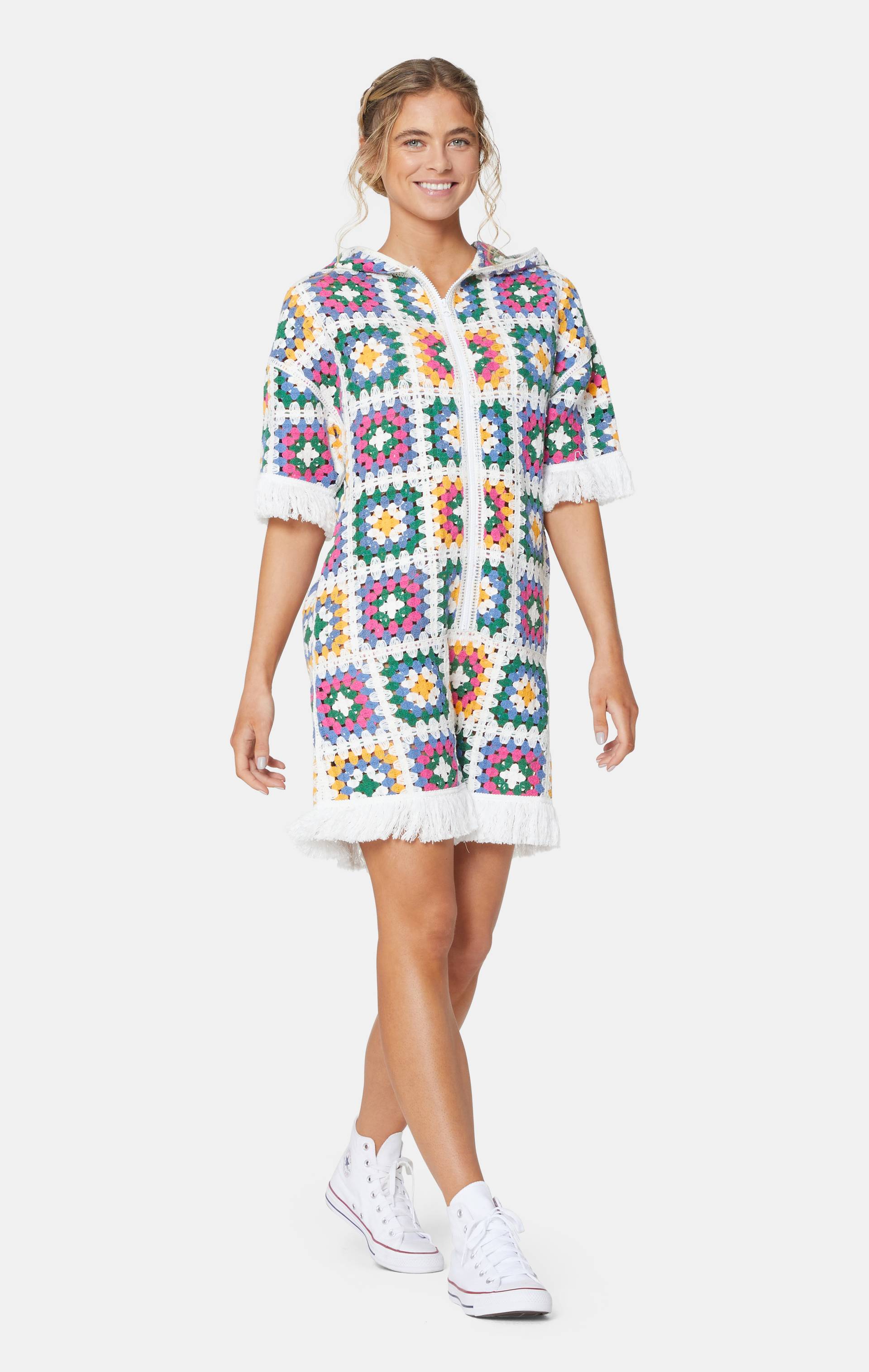 Onepiece Crochet Short Jumpsuit Multi - 5