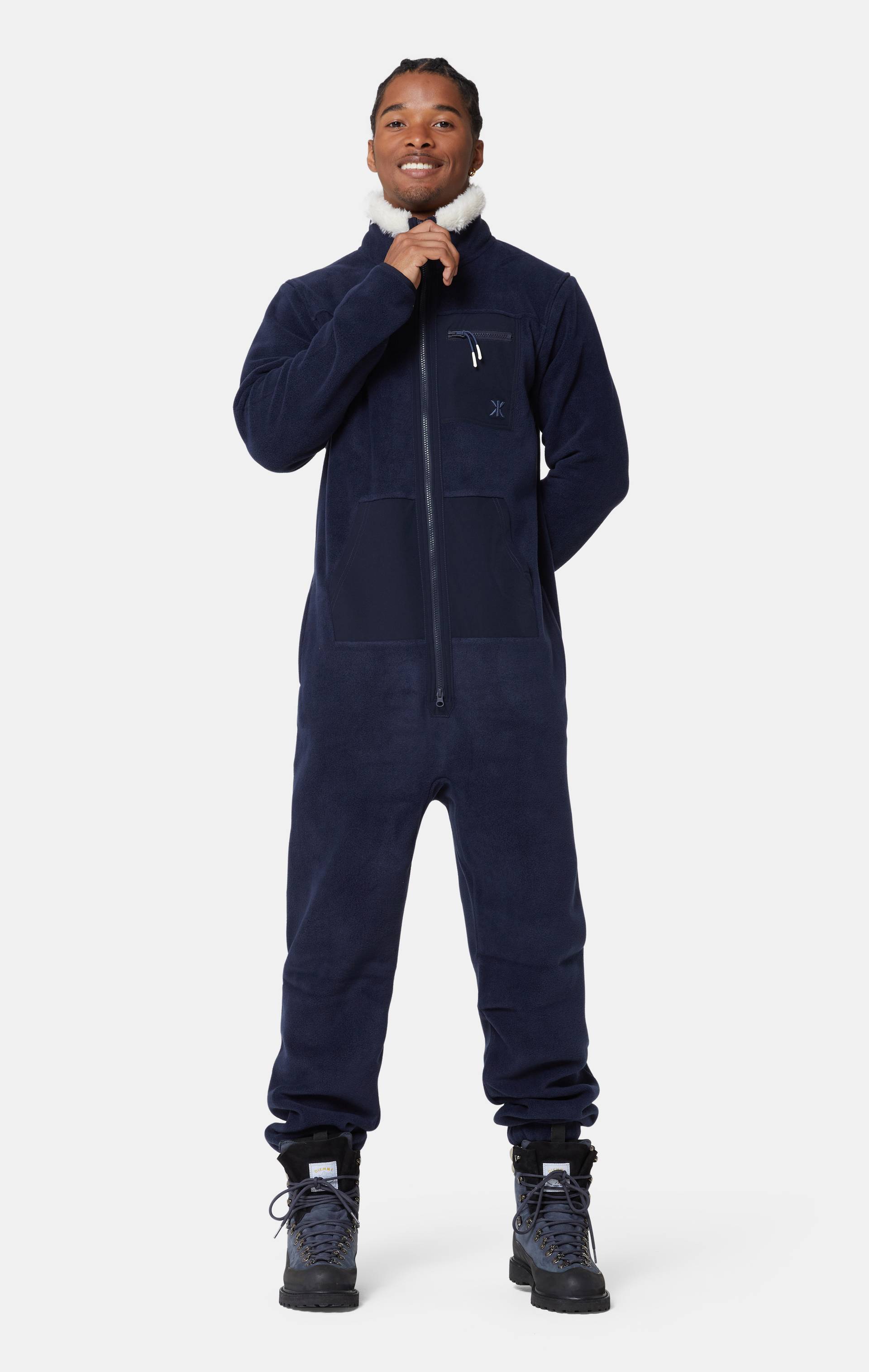 Onepiece Gilet Fleece Jumpsuit Navy - 3