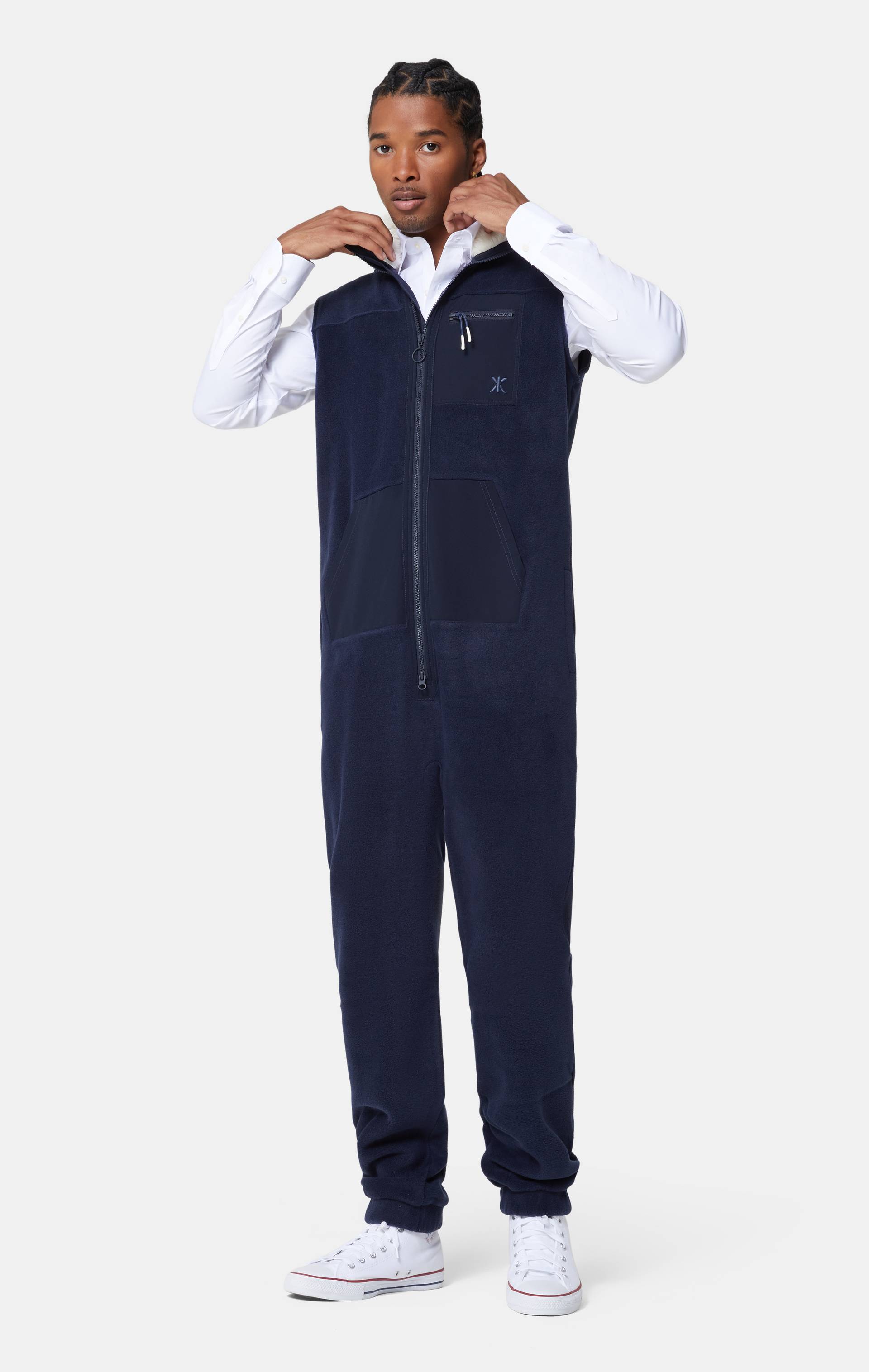 Onepiece Gilet Fleece Jumpsuit Navy - 7