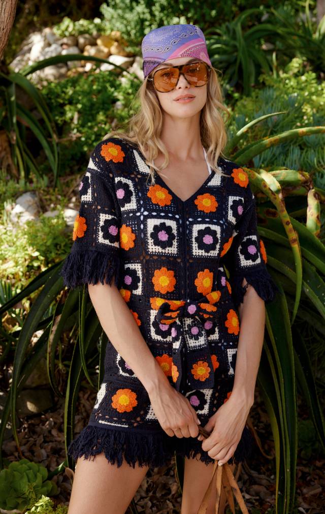 Onepiece Crochet Jumpsuit Navy - 5