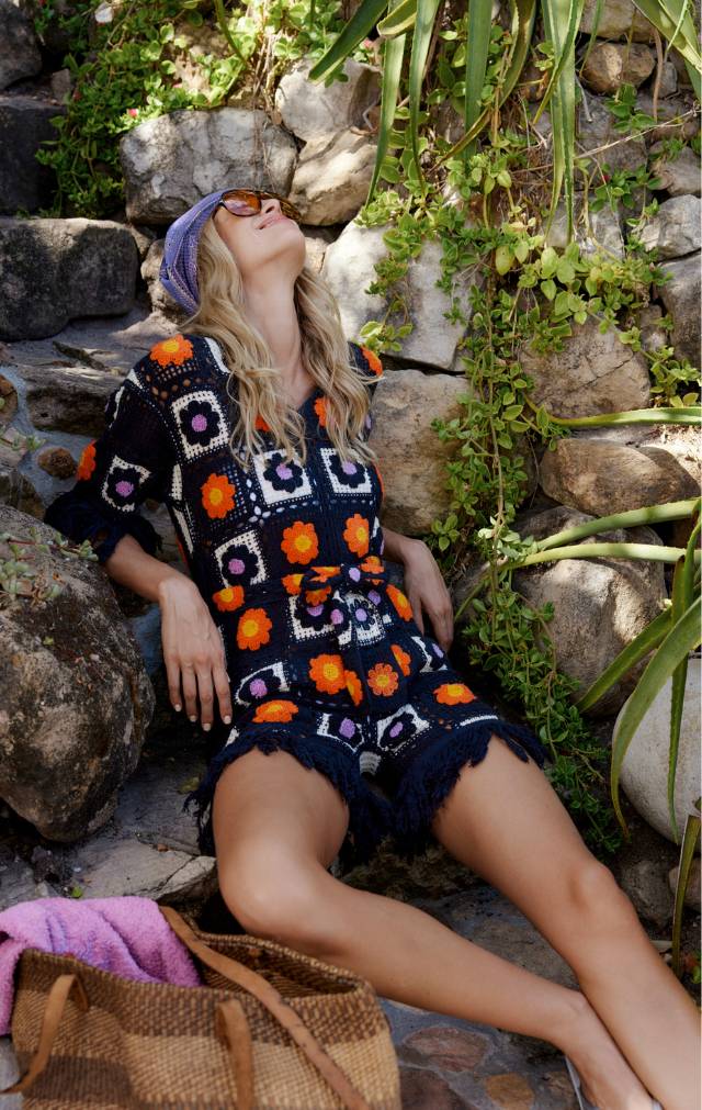 Onepiece Crochet Jumpsuit Navy - 8