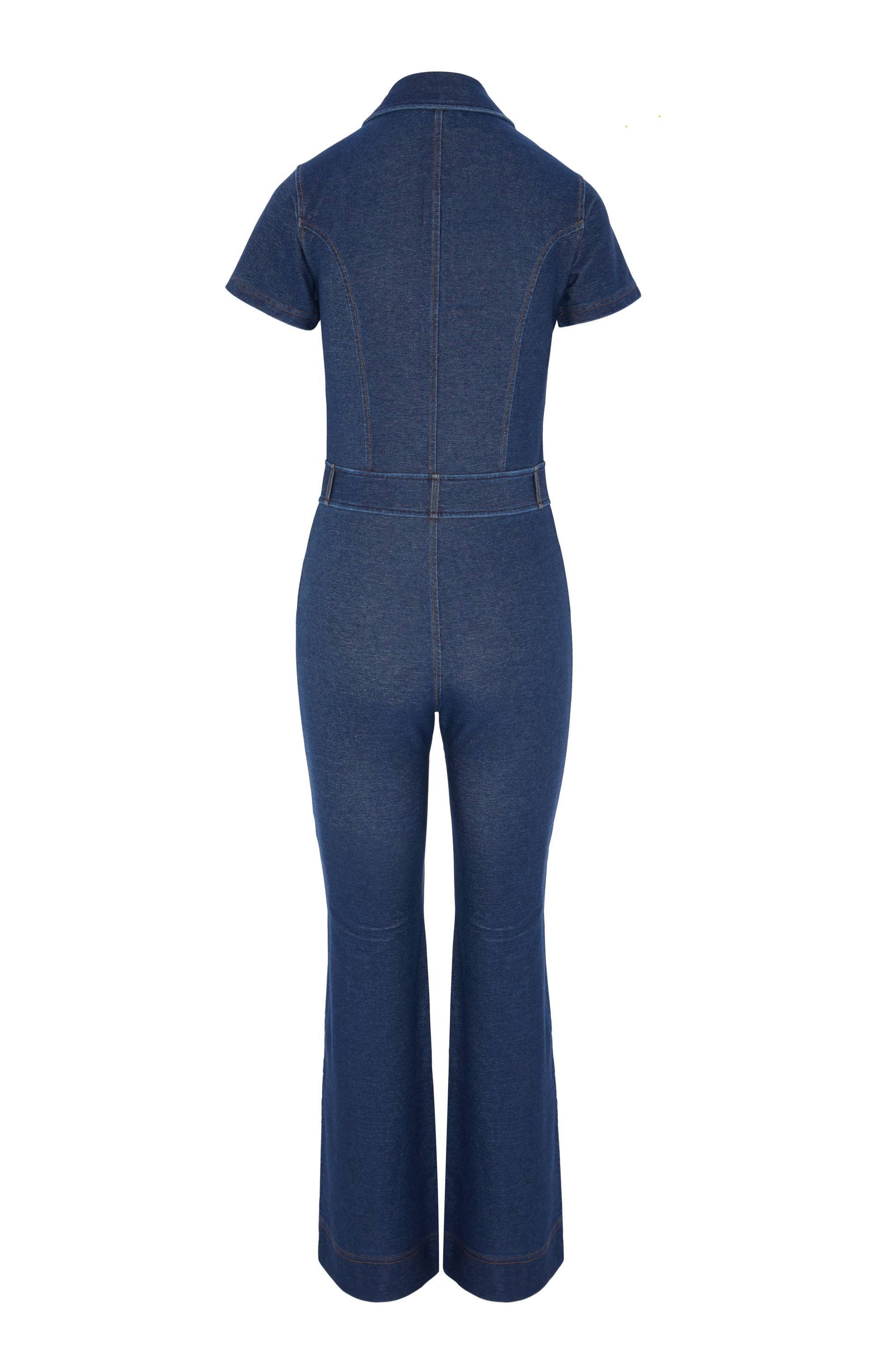 Onepiece Denim Fitted Jumpsuit Blue - 2